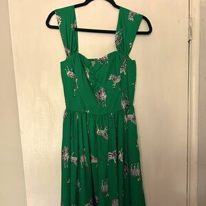 Unique Vintage green and zebra print dress